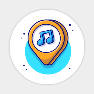 Music Location with Note of Music Cartoon Vector Icon Illustration Magnet